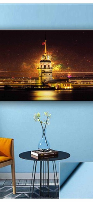 KIZKULESİ VE GECE KANVAS TABLO