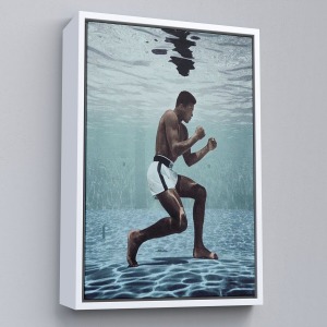 Çerçeveli Su Altında Antreman Yapan Boksor Muhammet Ali Duvar Tablosu-6234