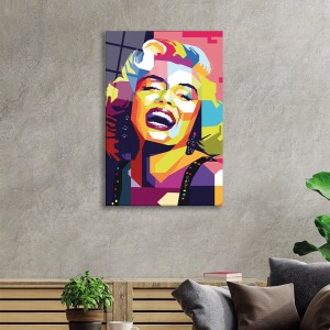 Rengarenk Marilyn Monroe Cam Tablo, Darbelere Dayanıklı Kırılmaz Temperli
