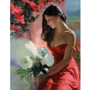  Bir Kadının Hatırası Sayılarla Boyama Seti Kasnaklı  40 x 50