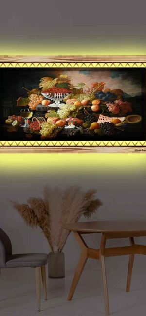 PASTEL RENKLİ MEYVELER RUSTİK LEDLİ TABLO