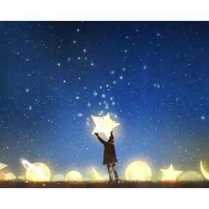  Yıldızlar Altında Sayılarla Boyama Seti  Kasnaklı  40 x 50