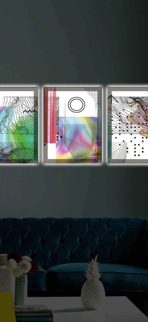 ÇİZGİLER VE DESENLER 3LÜ LED IŞIKLI KANVAS TABLO