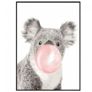  Pembe Sakız ve Koala Sayılarla Boyama Seti Kasnaklı  40 x 50
