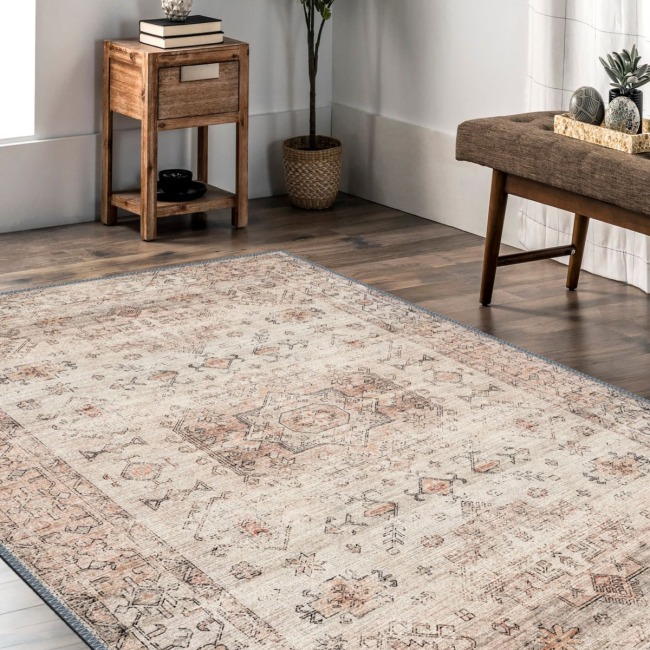 Vintage Desenli Halı, Pamuk Dokuma Pamuklu Taban Dekoratif Halı Kilim 7