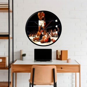 İkonik Spor Fotoğrafları Yuvarlak Kanvas Duvar Saati 277