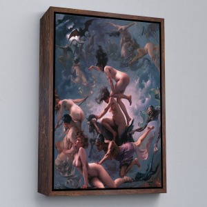 Çerçeveli Şabat'A Giden Cadılar, Luis Ricardo Falero Vision De Faust 1878 Vintage Kanvas Tablo-5285