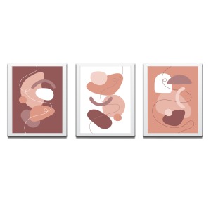 Bohem Tarz MDF Plastik Çerçeveli 3'lu Dekoratif Tablo 113