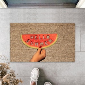 Bej Kapı Önü Paspası Hello Summer Dilim Karpuz Desen Ps930