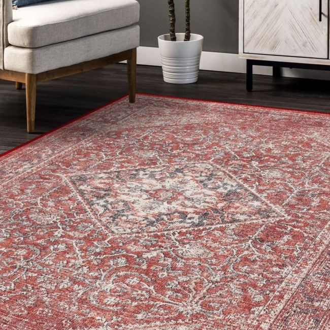 Vintage Desenli Halı, Pamuk Dokuma Pamuklu Taban Dekoratif Halı Kilim 17