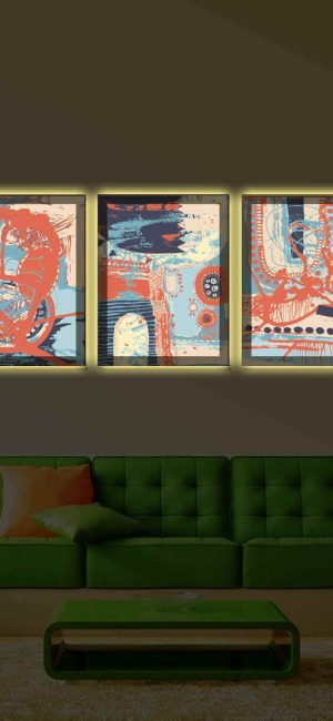 LÜKS SALON SETİ 3LÜ LED IŞIKLI KANVAS TABLO