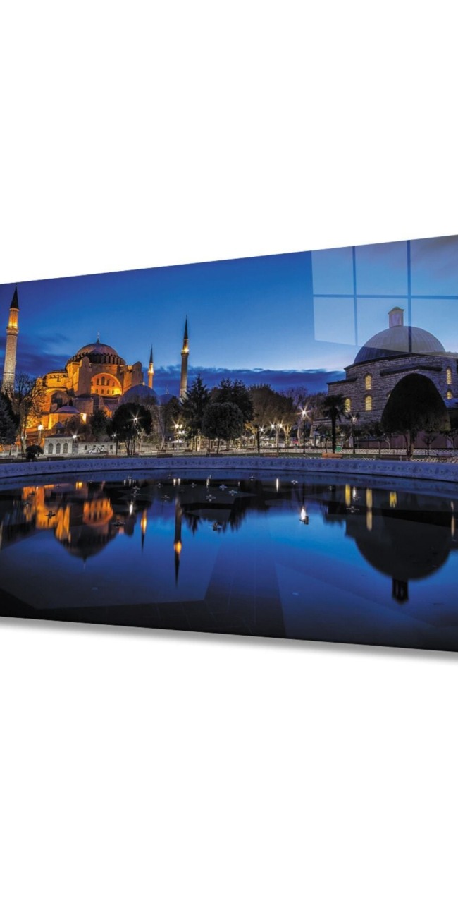 İstanbul Ayasofya Camii Manzara 4mm Dayanıklı Cam Tablo Temperli Cam