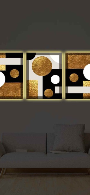 EN MODE DEKOR DİNİ AYET 3LÜ LED IŞIKLI KANVAS TABLO