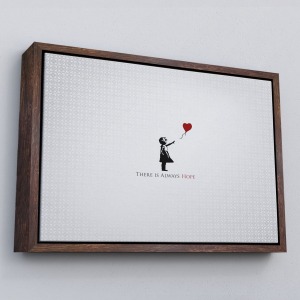 Çerçeveli Banksy Kırmızı Balonlu Kızın'In Her Zaman Umut Vardır Yazılı Tablosu-5012