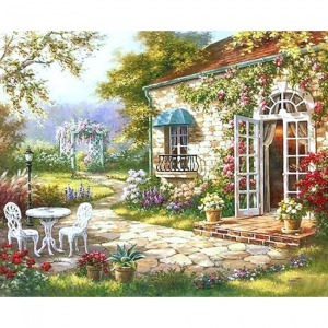  Keyif Bahçesi Boyama  Seti  Kasnaklı  40 x 50