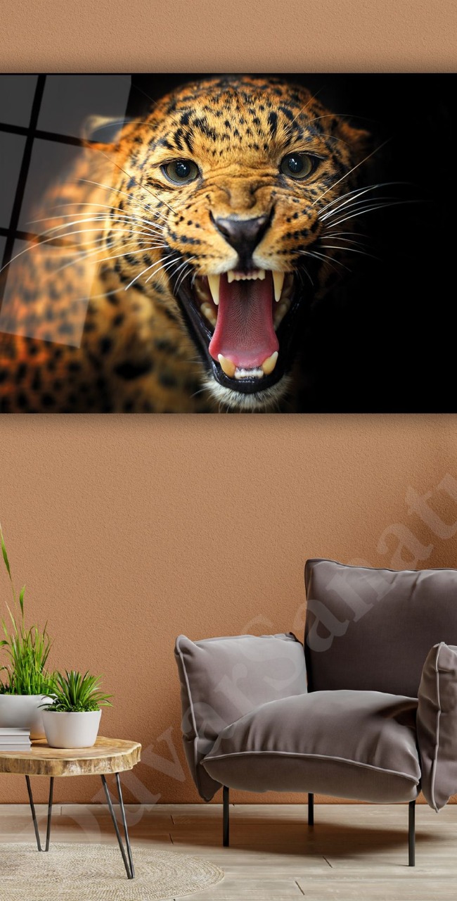 Jaguar Cam Tablo Modern Ev Ofis Salon Hediyelik Büyük Tablo