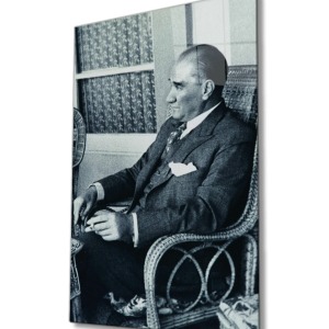 Atatürk Portresi Cam Tablo, Ev ve Ofis Duvar Dekoru, Hediyelik Büyük Temperli 4 mm Cam Tablo