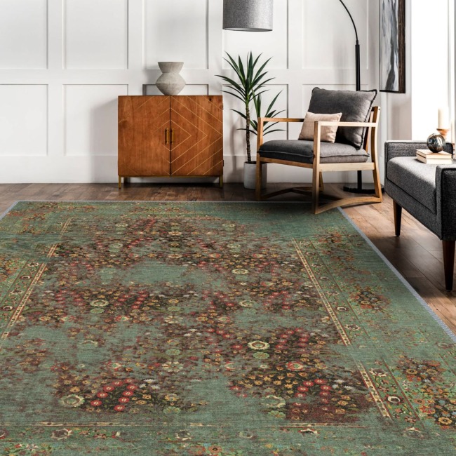 Vintage Desenli Halı, Pamuk Dokuma Pamuklu Taban Dekoratif Halı Kilim 36