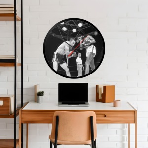 İkonik Spor Fotoğrafları Yuvarlak Kanvas Duvar Saati 8