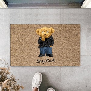 Iç Ve Dış Mekan Bej Kapı Önü Paspası Stay Real Ayıcık Desen Paspas