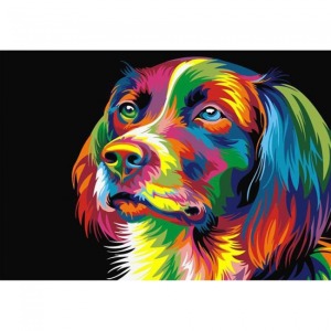  Renkli Köpek Sayılarla Boyama Seti Kasnaklı  40 x 50