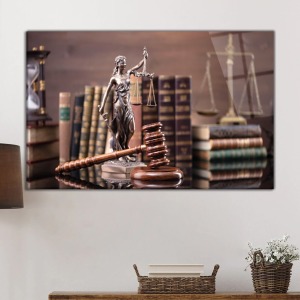Themis Heykeli Cam Tablo, Darbelere Dayanıklı Kırılmaz Temperli