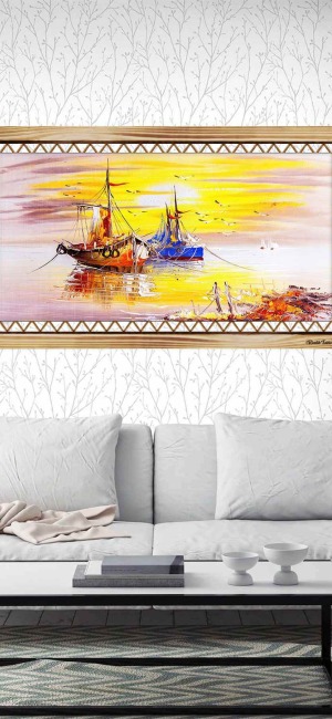 SANATSAL KAYIK VE DENİZ RUSTİK  TABLO