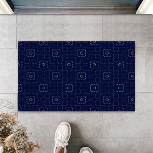 Lacivert Kapı Önü Paspası Geometrik Desen Ps935