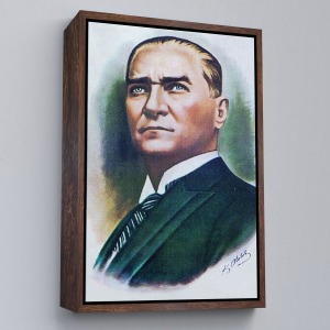 Çerçeveli Atatürk Portre Tablosu Mustafa Kemal Atatürk Dikdörtgen Dekoratif Kanvas Tablo-68