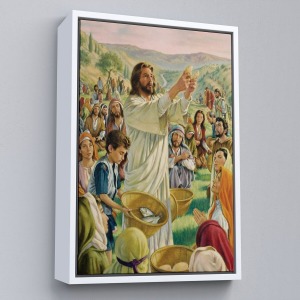 Çerçeveli Rab İsa Binlerce Kişiyi Birkaç Ekmek Ve Balıkla Doyuruyor Tablo Jesus Christ -6386