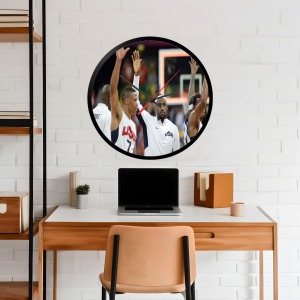 İkonik Spor Fotoğrafları Yuvarlak Kanvas Duvar Saati 187
