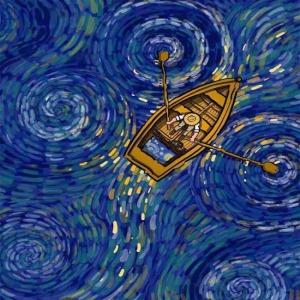  Kayıktaki Van Gogh Sayılarla Boyama Seti Kasnaklı  40 x 50