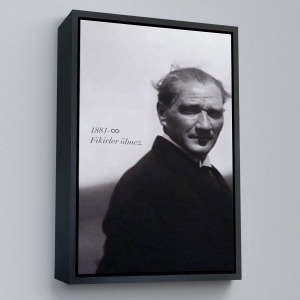 Çerçeveli Atatürk Portre Tablosu Mustafa Kemal Atatürk Dikdörtgen Dekoratif Kanvas Tablo-128