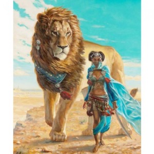  Güzel ve Aslan Sayılarla Boyama  Seti Kasnaklı  40 x 50