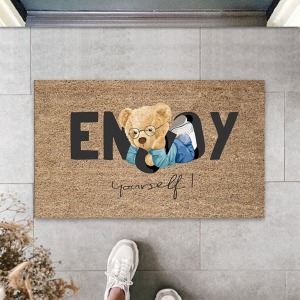 Bej Kapı Önü Paspası Enjoy Yourself Ayıcık Desen Ps946