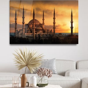 İstanbul Sultan Ahmet Camii Cam Tablo Ev Ofis Salon Duvar Dekoru Hediyelik Büyük Tablo Dekorasyon