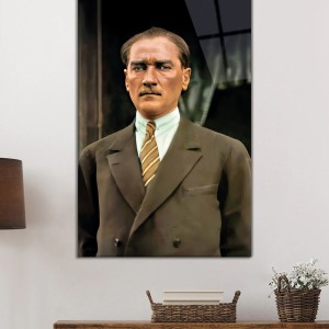 Mustafa Kemal Atatürk Portresi Cam Tablo, Darbelere Dayanıklı Kırılmaz Temperli