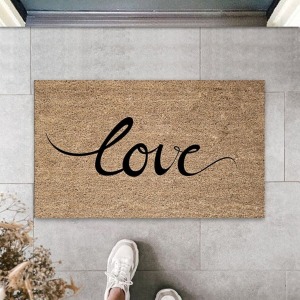 Bej Kapı Önü Paspası Büyük Yazılı Love Desen Ps943