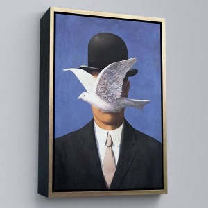 Çerçeveli Melon Şapkalı Adam René Magritte Duvar Tablosu-6099