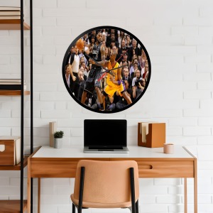 İkonik Spor Fotoğrafları Yuvarlak Kanvas Duvar Saati 338
